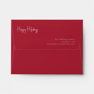 Modern Happy Holidays Red Card Envelope