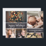 Modern Happy Holidays Script Family Photo Collage Holiday Card<br><div class="desc">Your beautiful family photos deserve to be shared during this time of year as you send warm wishes. Personalise this modern design with your family's Christmas Holiday greeting. Find the other pieces from the collection.</div>