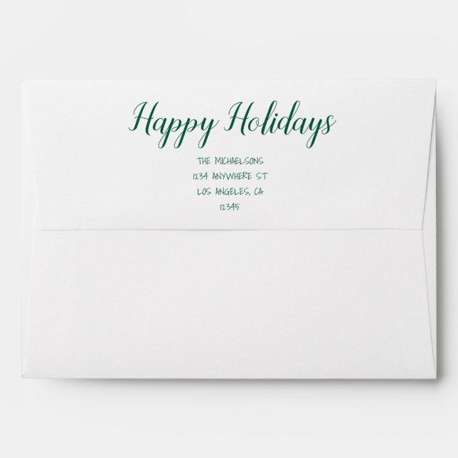 Modern Happy Holidays Snowflake Christmas Envelope (Back (Top Flap))