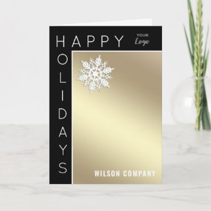 Modern happy Holidays snowflake corporate Holiday Card