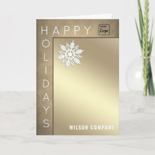Modern happy Holidays snowflake corporate Holiday Card