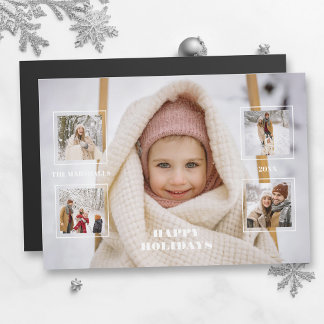 Modern Happy Holidays Thin Line Border 5-Photo