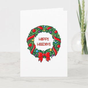 Modern Happy Holidays Whimsical Reef Bow Holiday Card