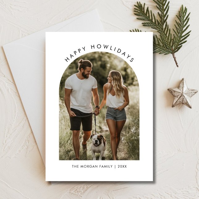 Modern Happy Howlidays Christmas Dog Arch Photo Holiday Card (Creator Uploaded)