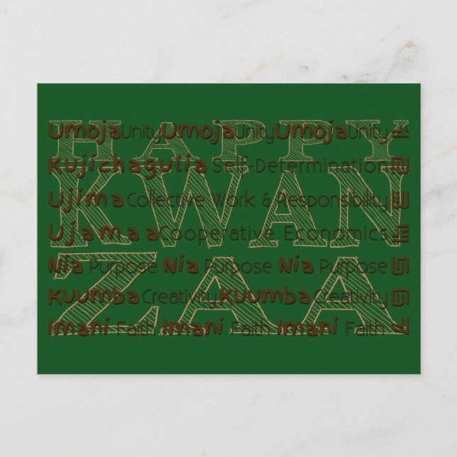 Modern Happy Kwanzaa Holiday Postcard (Front)