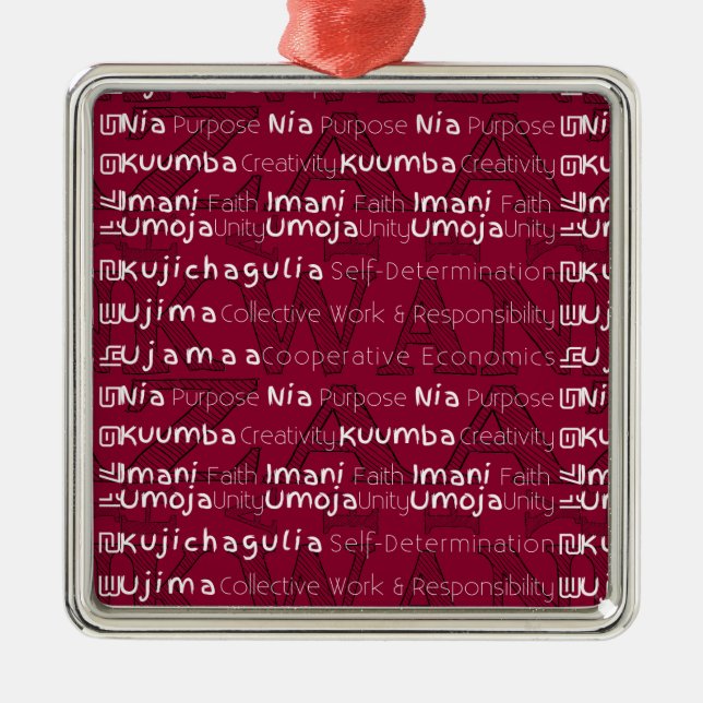 Modern Happy Kwanzaa Metal Ornament (Front)
