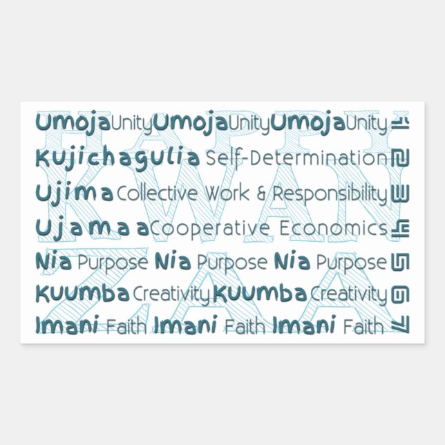 Modern Happy Kwanzaa Rectangular Sticker (Front)