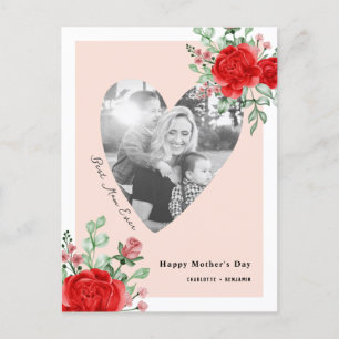 Modern Happy Mother's Day Floral Custom Photo Holiday Postcard