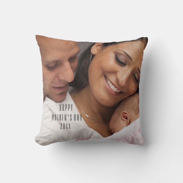 Modern Happy Mother's Day Photo Pillow (Front)