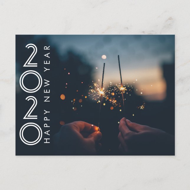 Modern Happy New Year 2020 Firework Sparklers Postcard (Front)