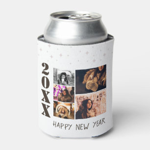 Modern Happy New Year 2026 5 Photo Collage Can Cooler