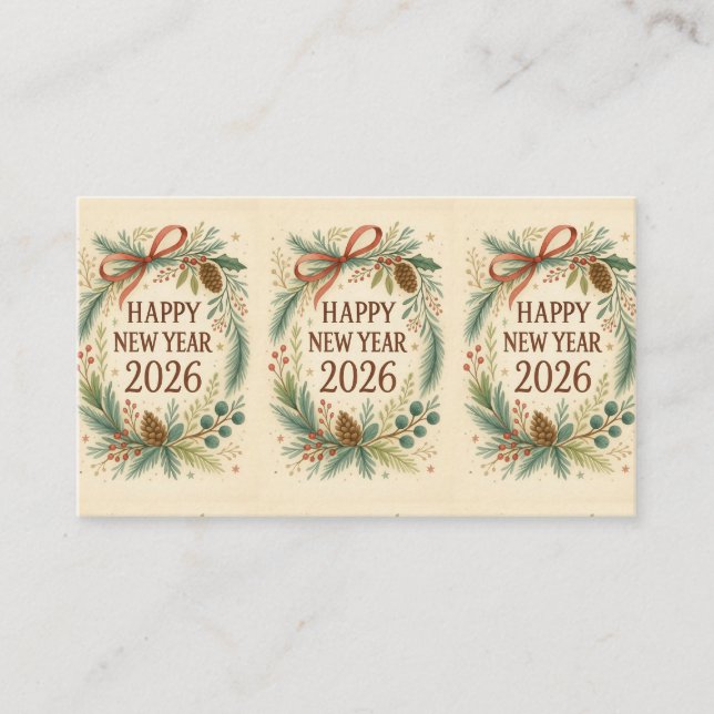 modern happy new year 2026 business card (Front)