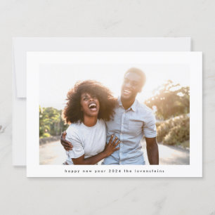 Modern Happy New Year 2026 White Photo Frame Holiday Card