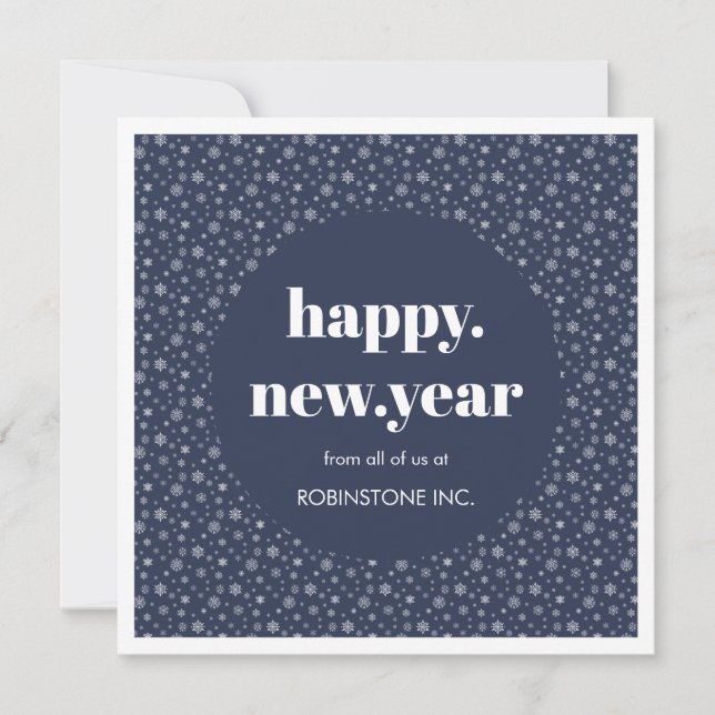 Modern Happy New Year Blue Business Holiday Card (Front)