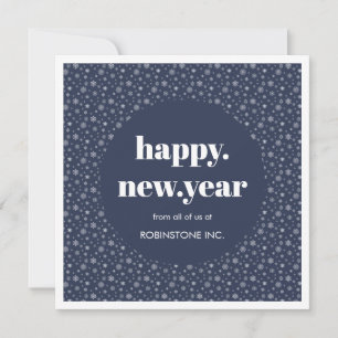 Modern Happy New Year Blue Business Holiday Card