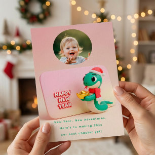 Modern Happy New Year Custom Photo Holiday Card
