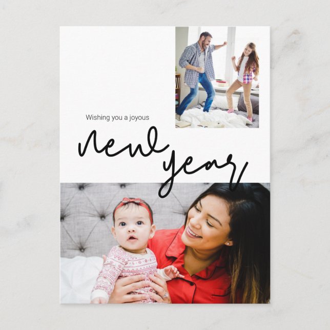 Modern Happy New Year Custom Photos Postcard (Front)