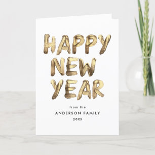 Modern Happy New Year Gold Lettered Non-Photo Holiday Card