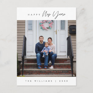 Modern Happy New Year Greeting Family Photo Postcard