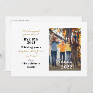 Modern Happy New Year Hand Lettered Family Photo Holiday Card