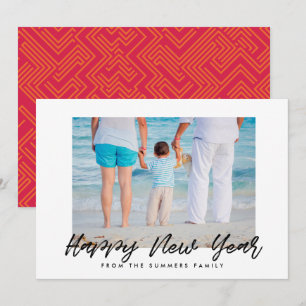 Modern Happy New Year holiday family photo card
