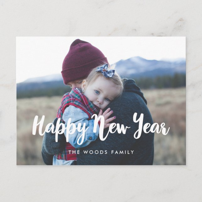 Modern Happy New Year Holiday photo Postcard (Front)
