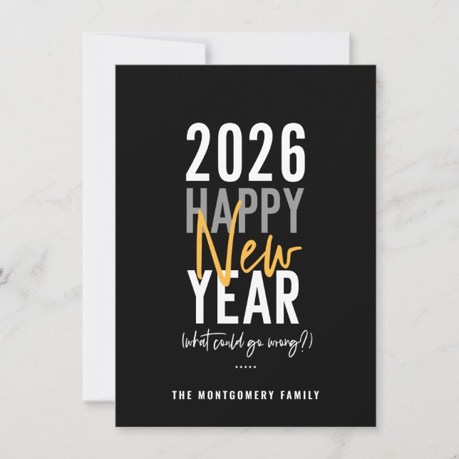 Modern Happy New Year Humour Holiday Card (Front)