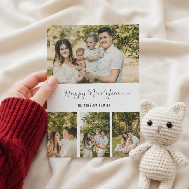 Modern Happy New Year Photo Collage Card | Elegant (Creator Uploaded)