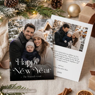 Modern Happy New Year Photo Holiday Card