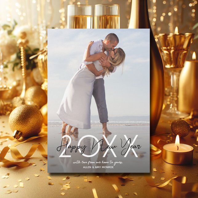 Modern Happy New Year Photo Holiday Card (Modern Happy New Year Photo Holiday Greeting Cards)