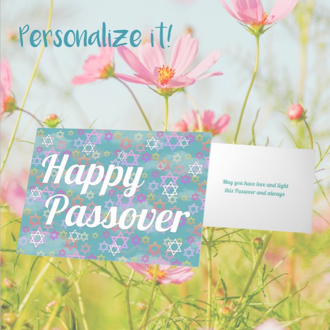 Modern Happy Passover Foil Holiday Card (Beautiful silver foil lettering)