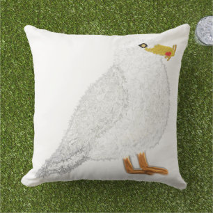 Modern happy seagull with French fries Cushion