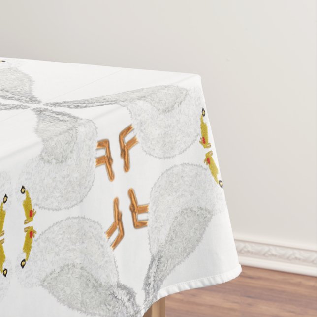 Modern happy seagull with French fries Tablecloth (In Situ)