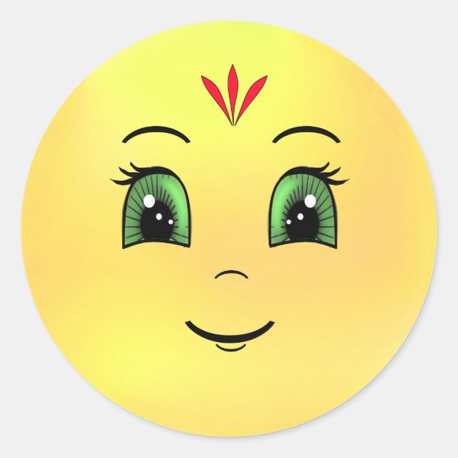 Modern Happy Sun Classic Round Sticker (Front)