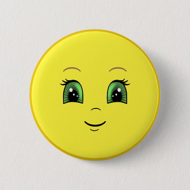 Modern Happy Sun Face 6 Cm Round Badge (Front)