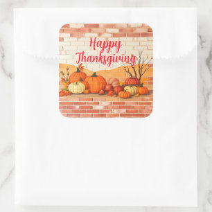 Modern Happy Thanksgiving Beautiful Fall Square Sticker
