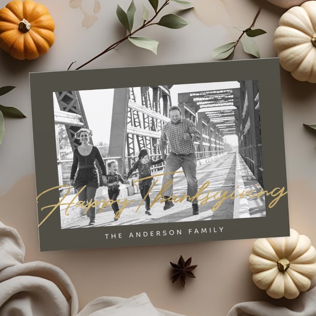 Modern Happy Thanksgiving Family Photo Holiday Card (Creator Uploaded)