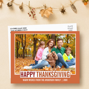 Modern Happy Thanksgiving Family Photo Postcard