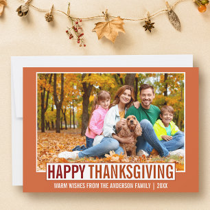Modern Happy Thanksgiving Photo Holiday Card