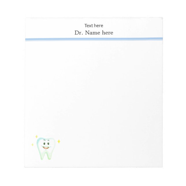 Modern Happy Tooth Simple Dentist Notepad (Front)