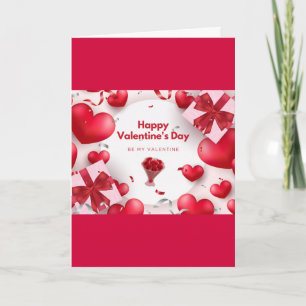 Modern Happy Valentine’s Day with Red Heat Card