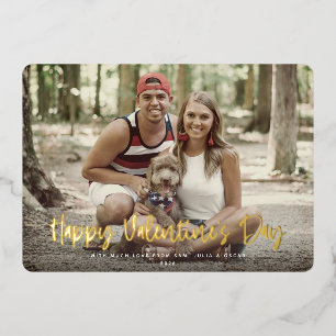 Modern Happy Valentine's Day Full Photo Foil Holiday Card