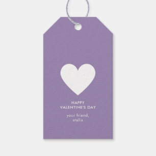 Modern Happy Valentine's Day Purple Heart Stripe Gift Tags