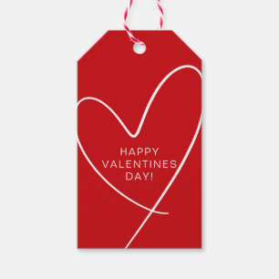 Modern Happy Valentine's Day Red Gift Tags