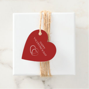 Modern Happy Valentine's Day Red Heart Favour Tags
