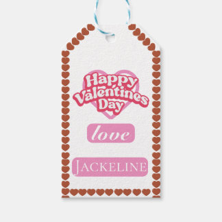 Modern Happy valentines day red heart love Gift Tags