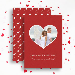 Modern Happy Valentine's Day Red Photo Holiday Card