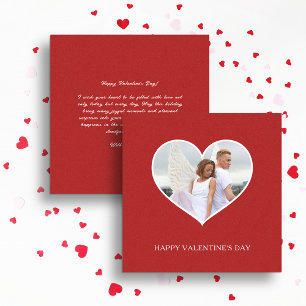 Modern Happy Valentine's Day Red Photo Holiday Card