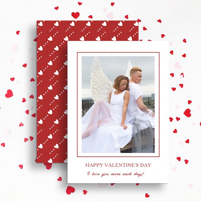 Modern Happy Valentine's Day Red Photo Holiday Card (Creator Uploaded)