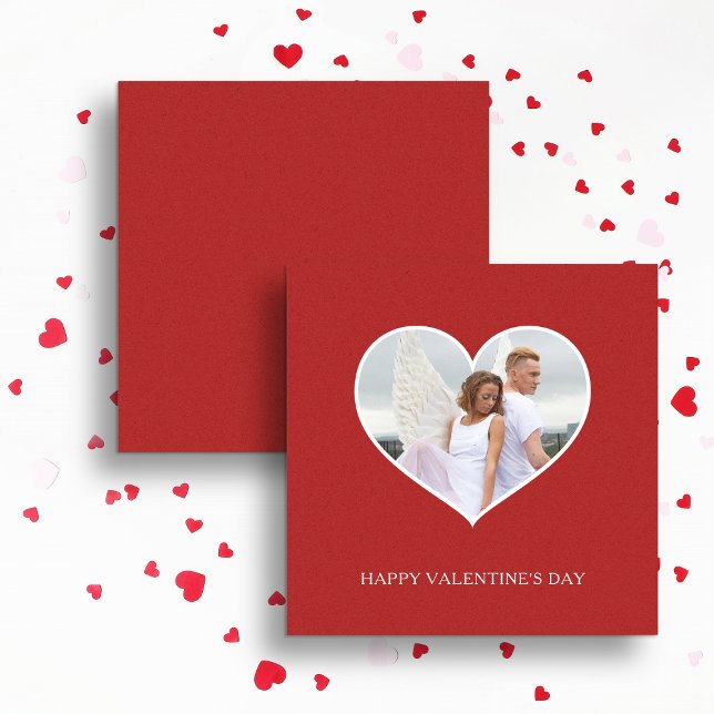Modern Happy Valentine's Day Red Photo Holiday Card (Creator Uploaded)